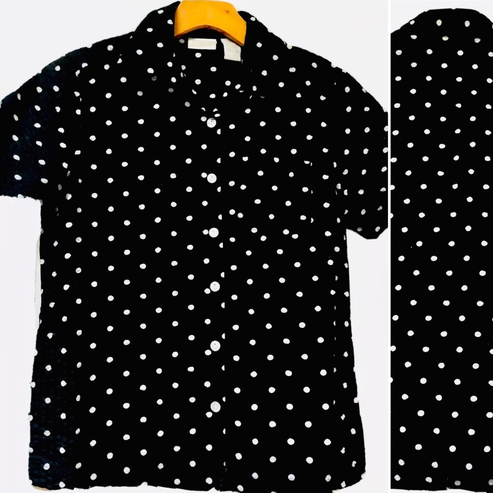 ERIKA Button Down Polka Dot Blouse Top